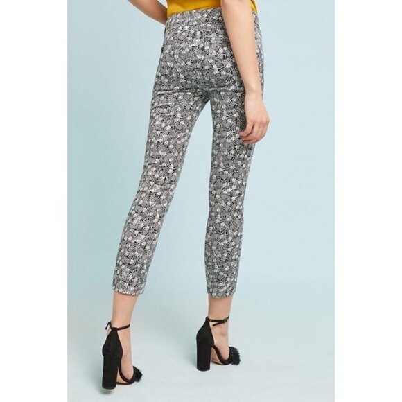 ANTHROPOLOGIE Bowery Black White Pineapple Print Ankle Pants Size 16R - Picture 3 of 14
